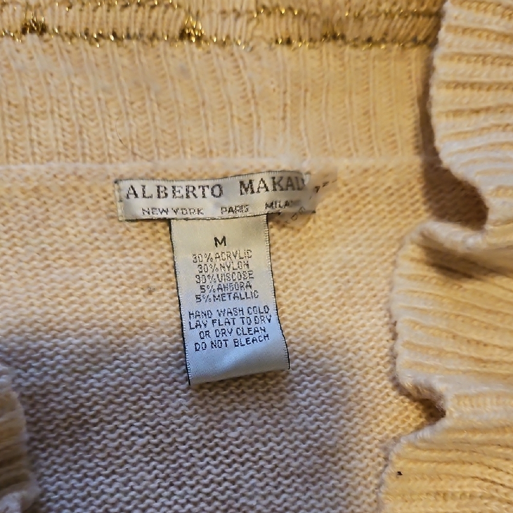 Alberto Makali Metallic Cream Turtleneck Sweater